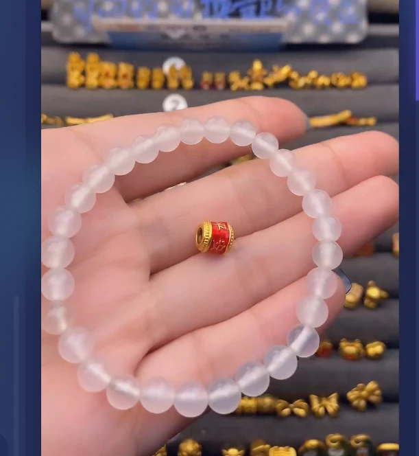 足金999喜乐桶珠*2玛 瑙手串/ 多样性发