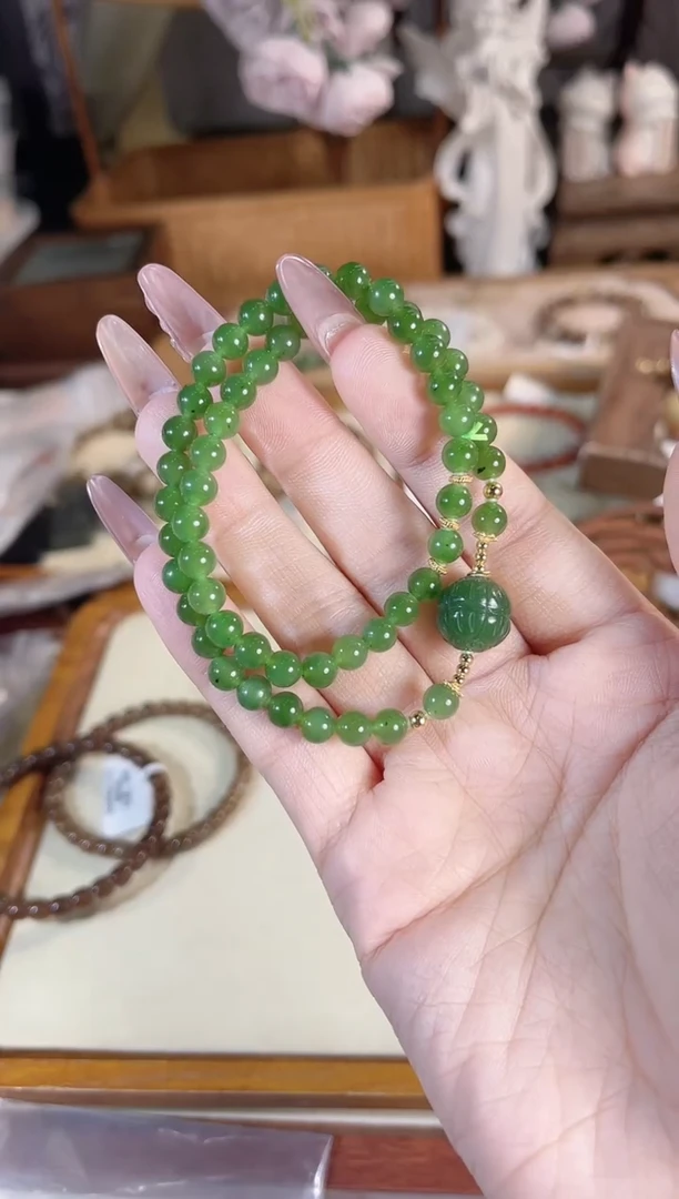 银S925镶嵌手链和田玉多样性发其一孤品默认微瑕