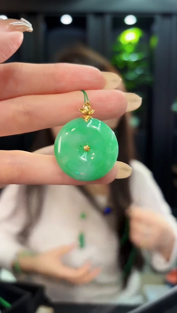 翡翠18K金镶嵌颈饰 缅料A货/支持复检/一件