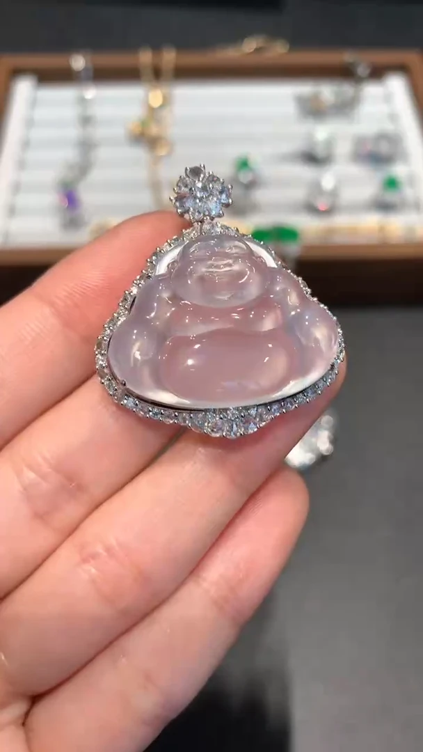 【闪购商品】翡翠吊坠(不含链)18K金镶嵌A30-35000