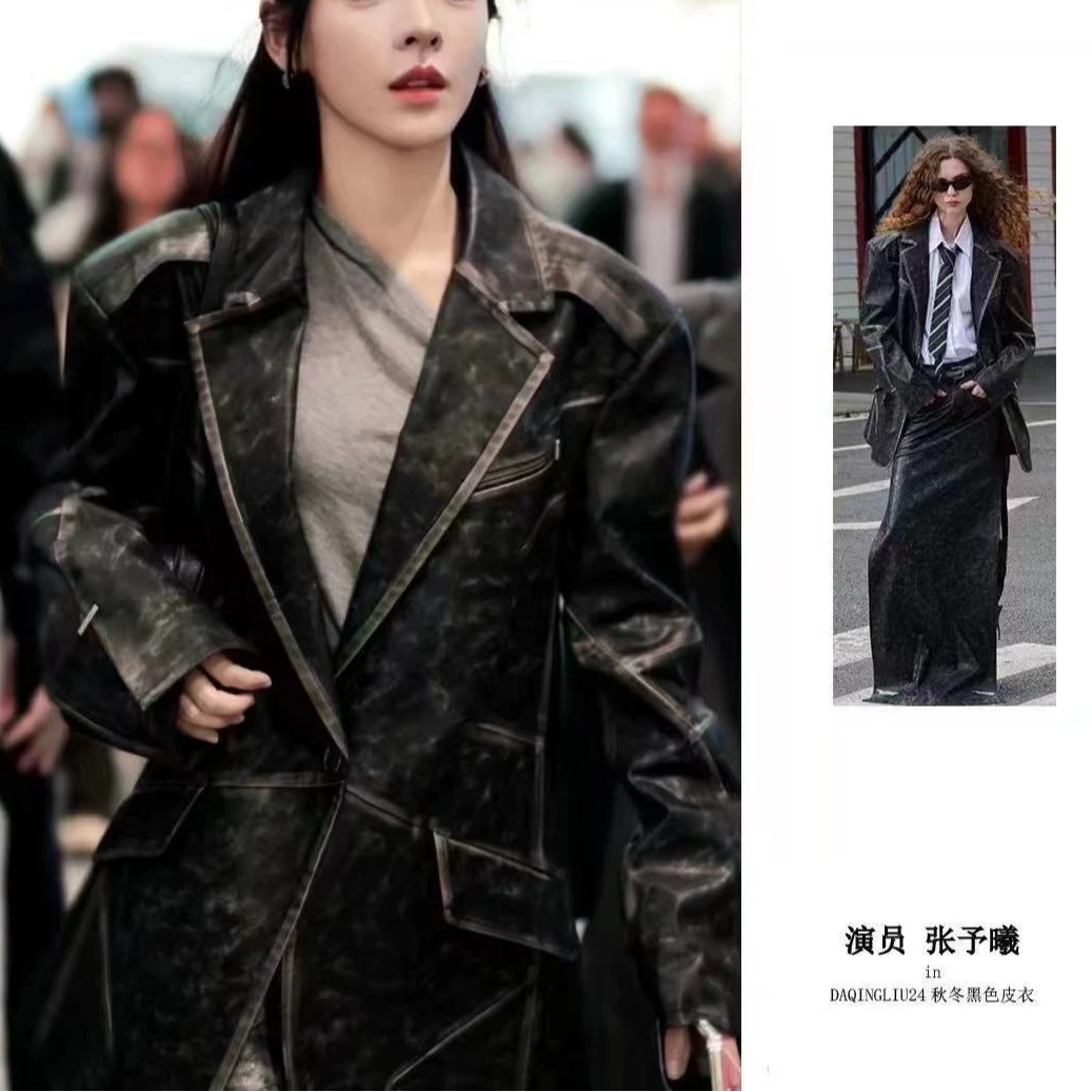 【DAQINGLIU】秀款明星同款皮外衣:DQAWBFW015