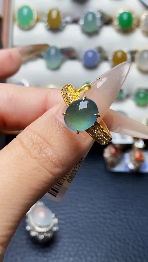 银S925镶嵌戒指翡翠3690