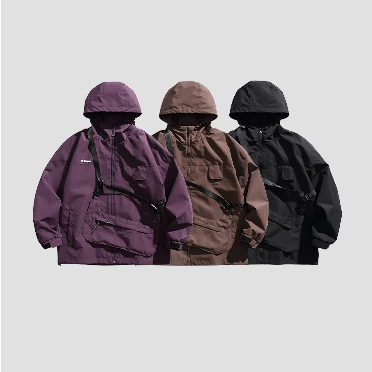 美式复古户外连帽冲锋（斜挎包）-773