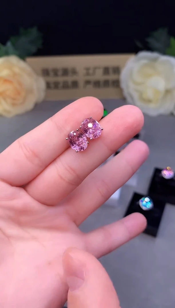 银S925镶嵌耳钉碧玺1010