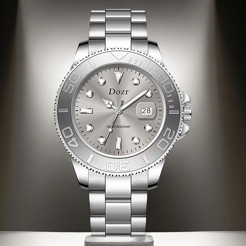 【花都云仓现场拆箱检验】全新夜光防水DO男款灰游轮商务手表ZR-6