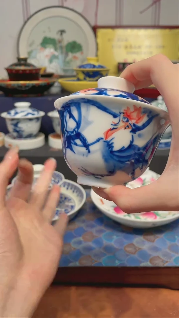 瓷片景德镇微瑕手工手绘陶瓷