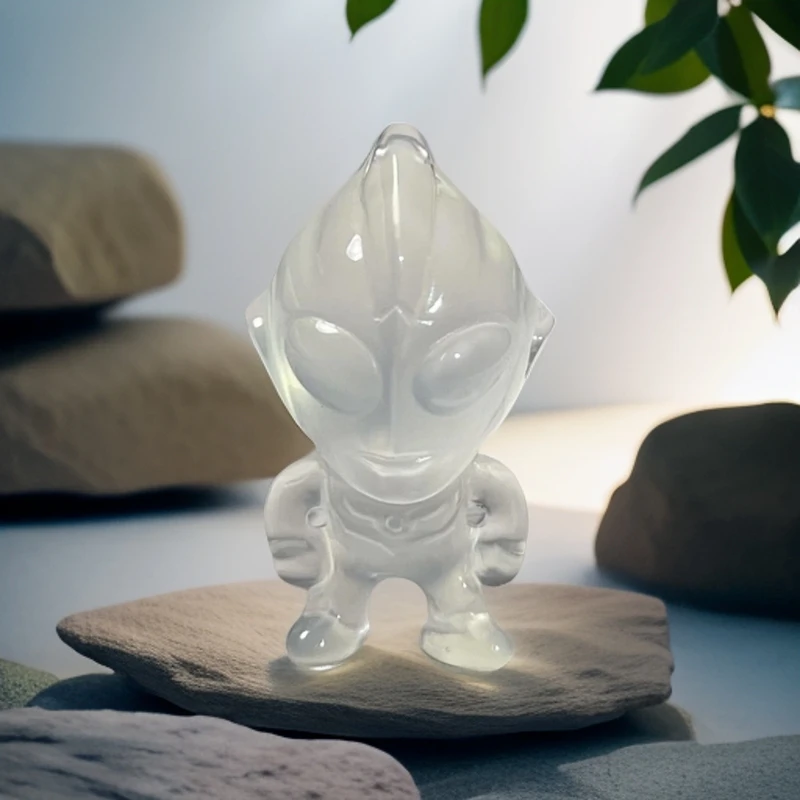 奥特曼岫玉白冰迪迦吊坠编绳宝宝十二生肖手工挂坠精致透明可爱