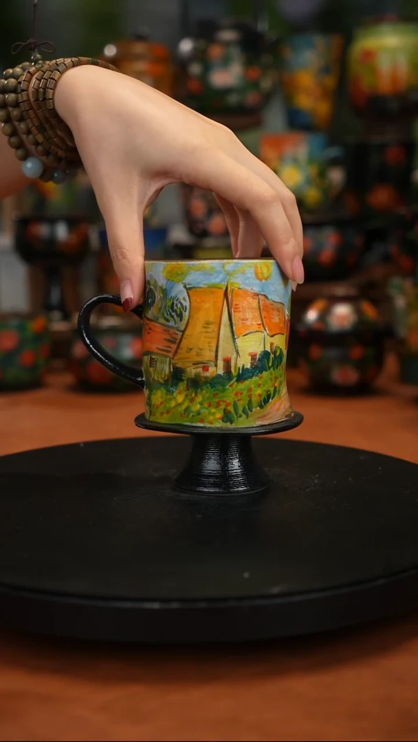 紫砂油画釉下彩手绘