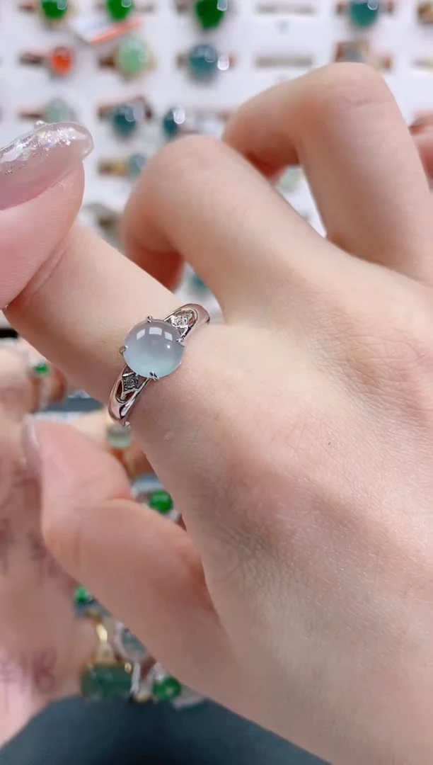 银S925镶嵌戒指翡翠天然翡翠