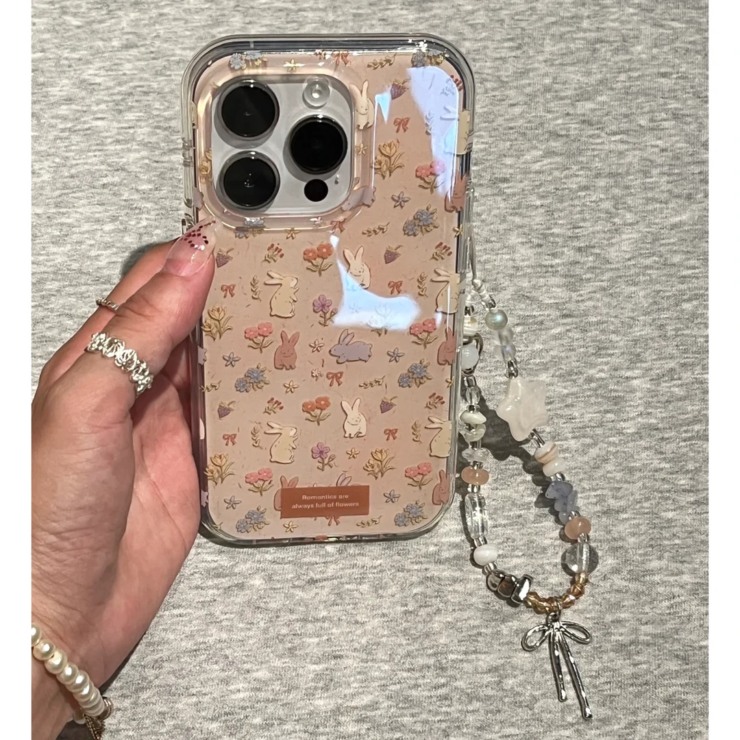 碎花小兔适用苹果17promax手机壳16pro/15华为OPPO小米VIVO一加壳