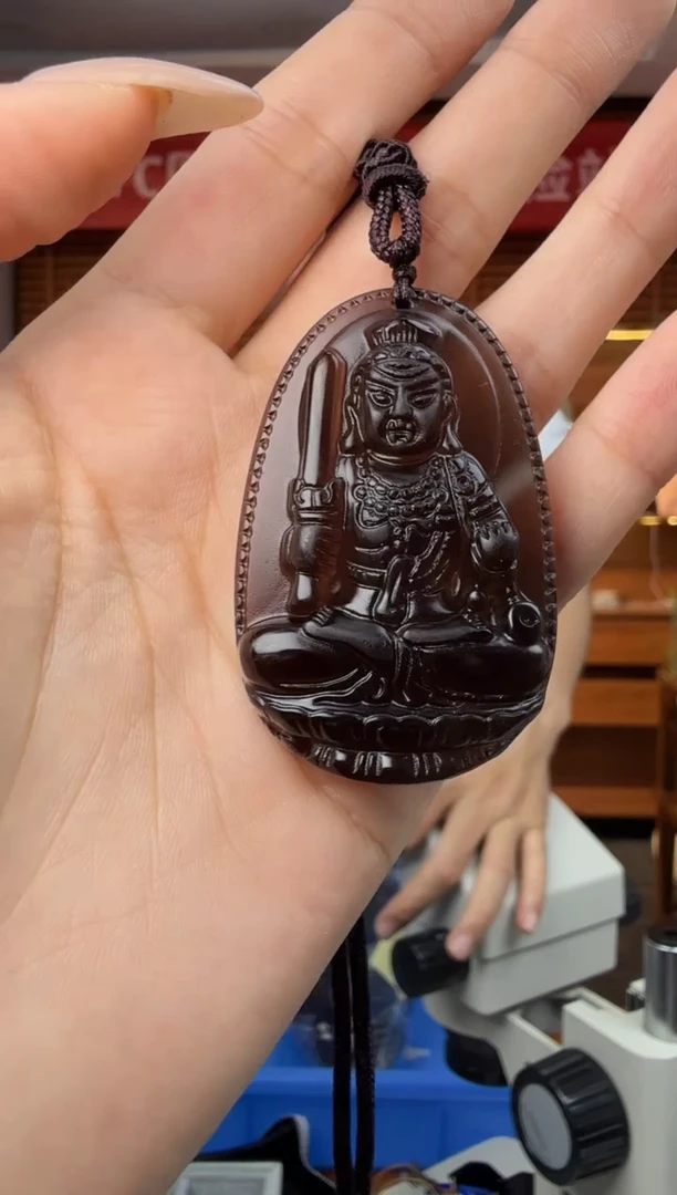 未镶嵌黑曜岩吊坠(赠链)天然冰曜石不动尊(鸡)