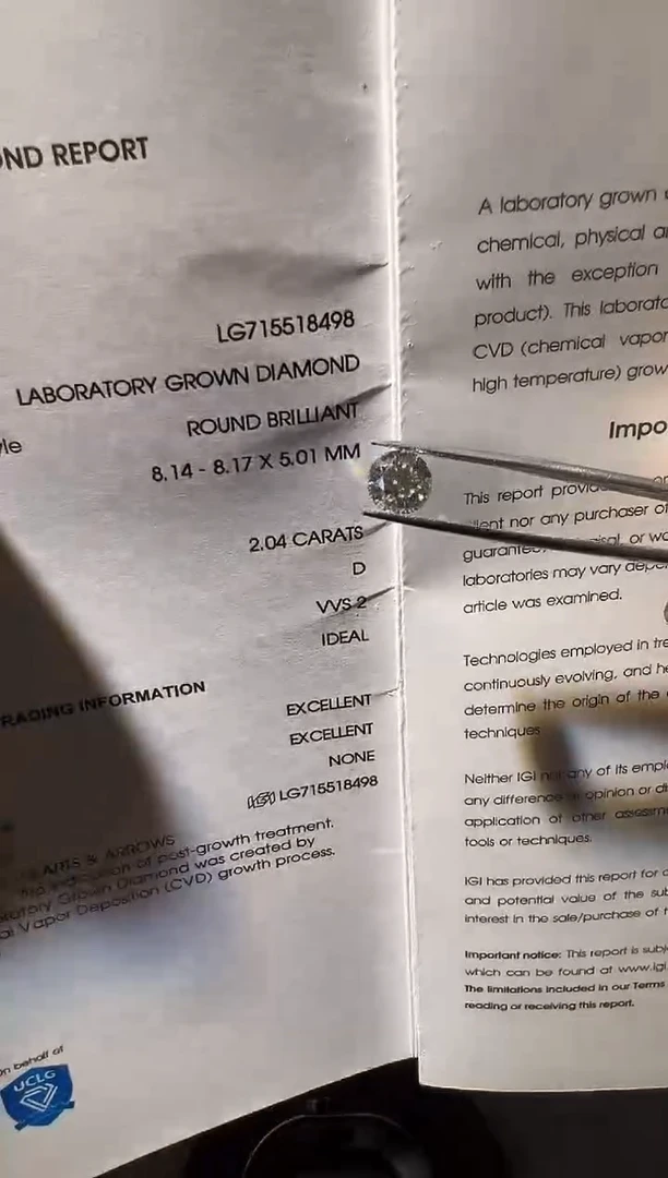 裸石合成钻石LG8498  2.04ct