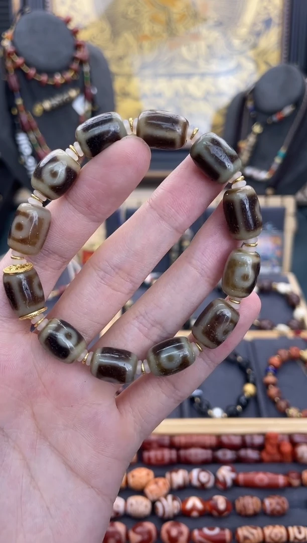 玛瑙/玉髓颈饰未镶嵌天缘地门二眼手串