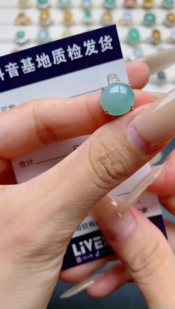 翡翠戒指银S925镶嵌.