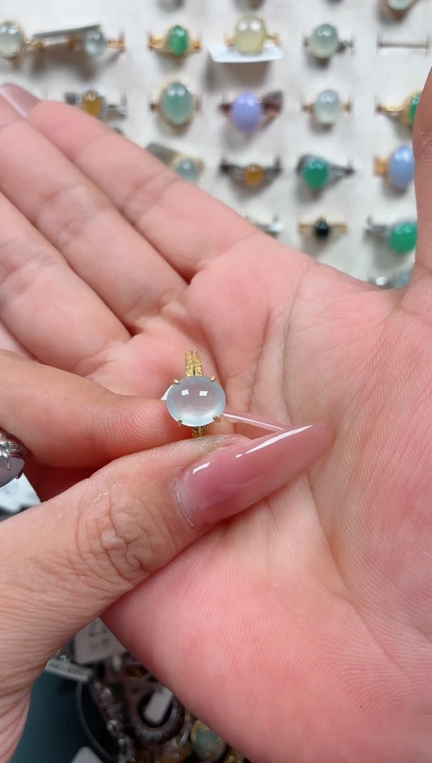 银S925镶嵌戒指翡翠蓝*.