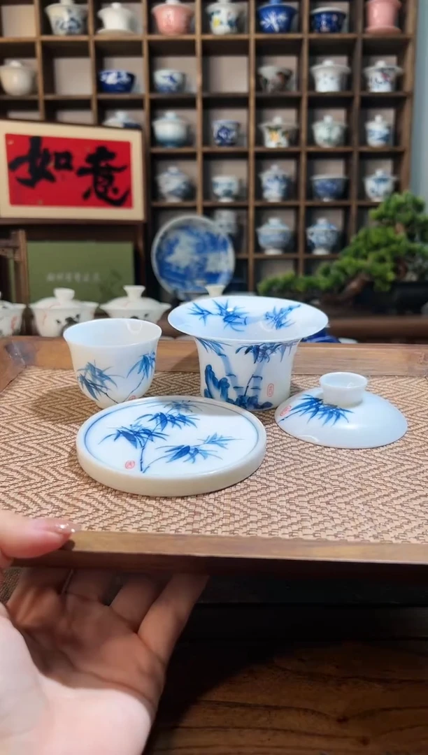 【闪购商品】150cc-竹子马蹄盖碗+主人杯+盖置