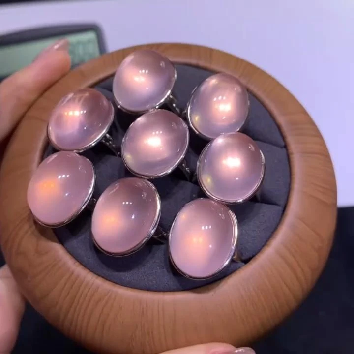 【逍遥】粉水晶蛋面戒指*2039/02/多样性发/1件