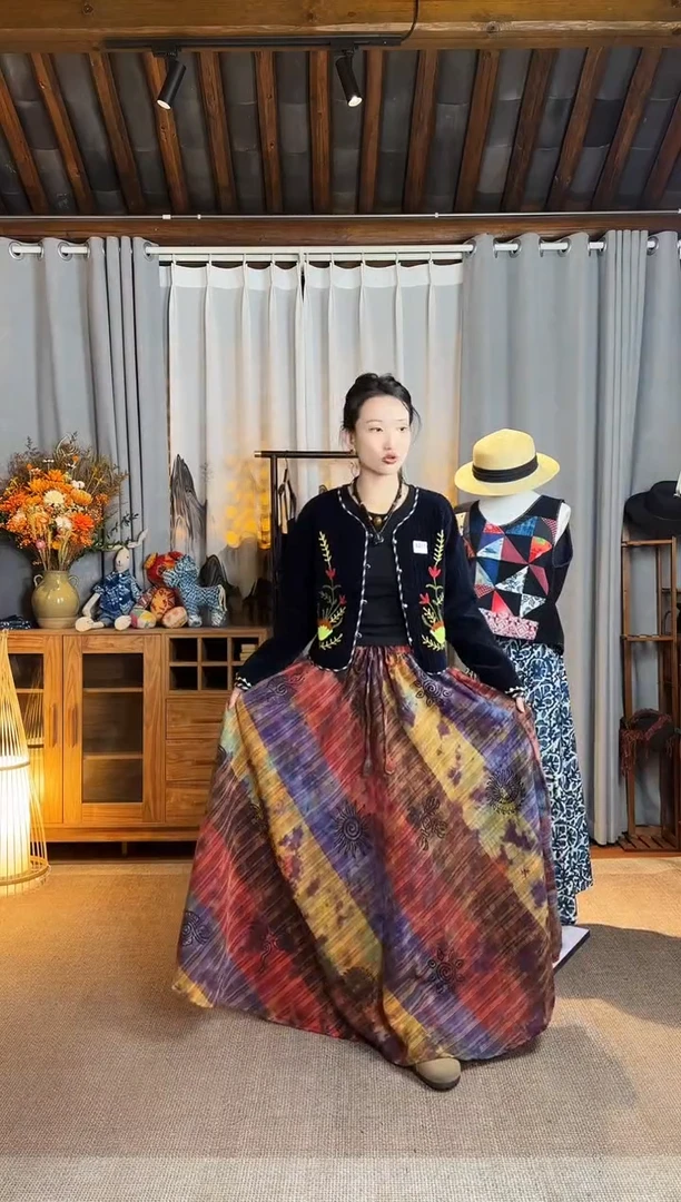 【闪购商品】设计师款拼布半裙