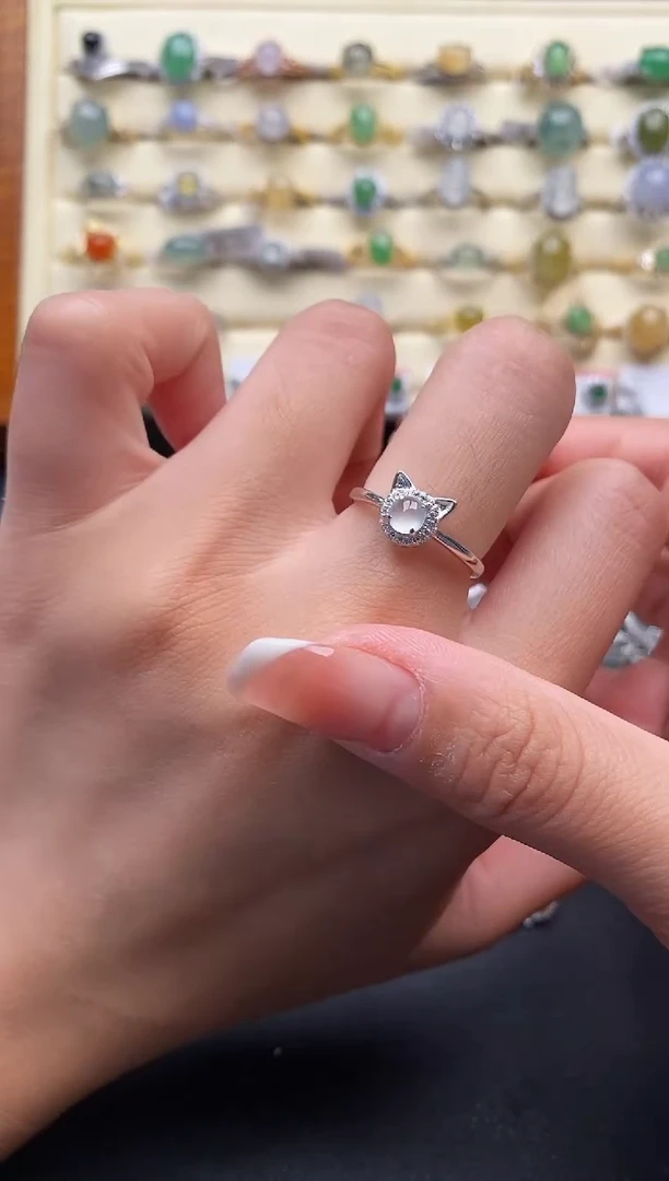 银S925镶嵌戒指翡翠2222222+6