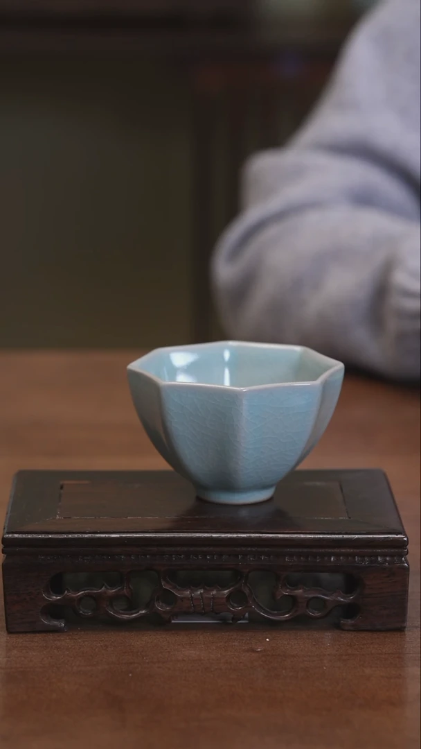 【闪购商品】清凉寺原产地仿古釉汝瓷八方杯
