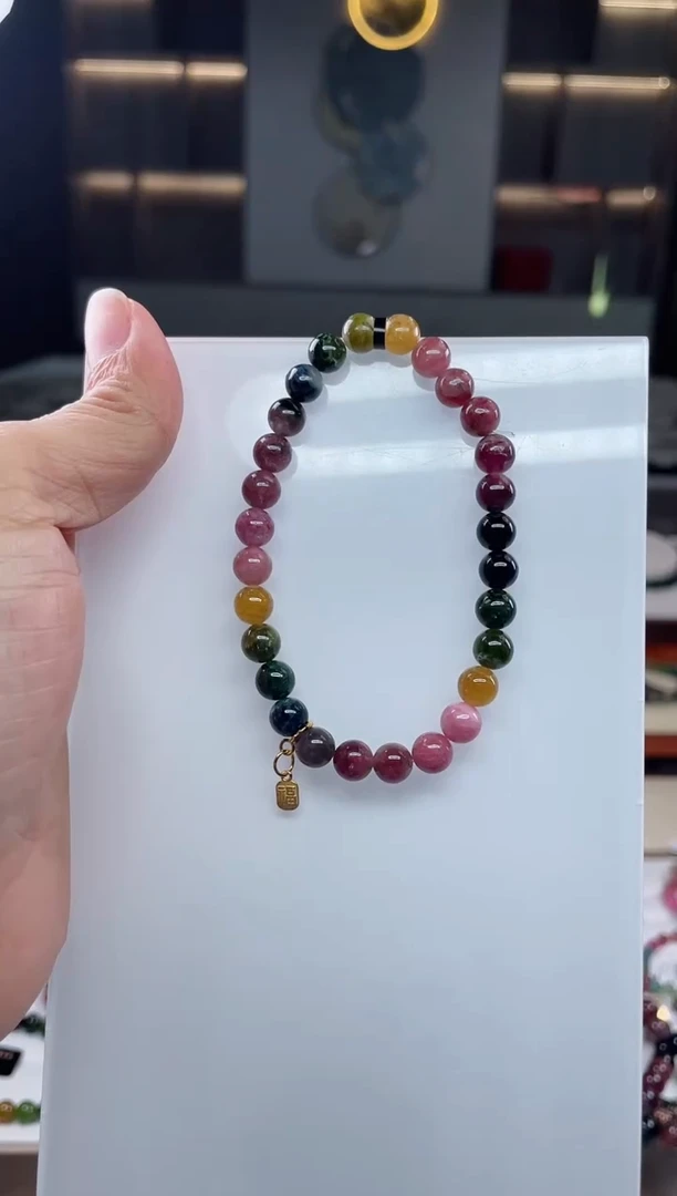 未镶嵌单圈手串碧玺（多样性发一条）Q