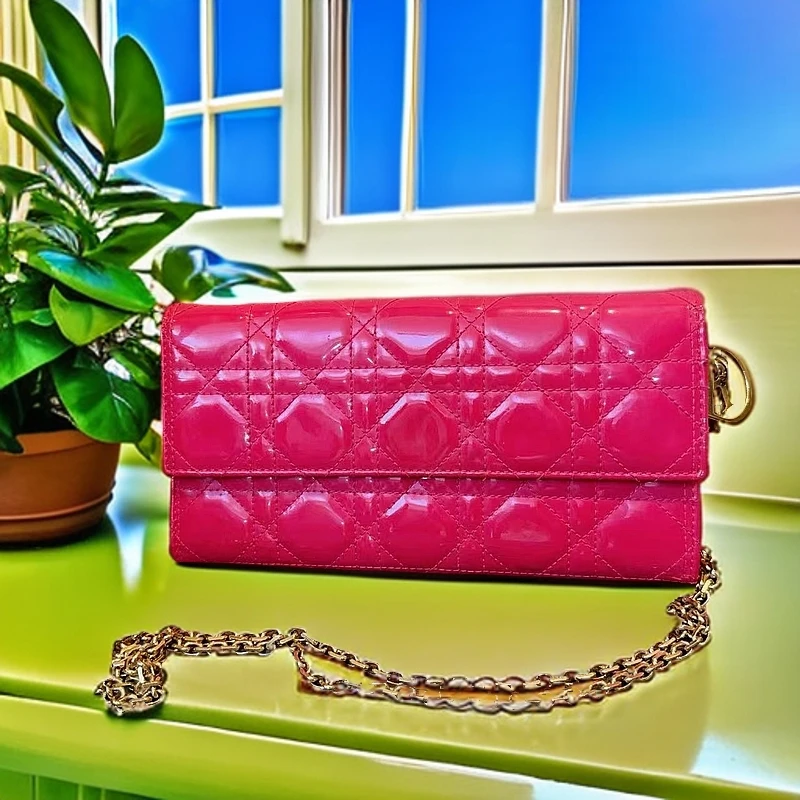 95新 DIOR/迪奥  红色漆皮链条包 1178 8328