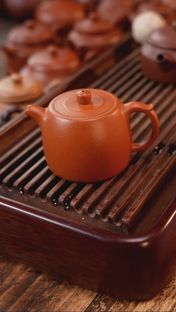 茶壶紫砂半手工红皮龙井栏