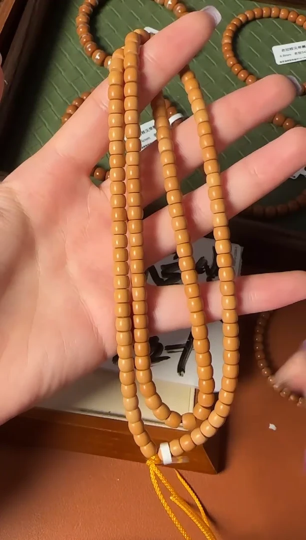 手串橄榄核【168核尖】5.6mm老挝一代核尖直切108脖挂 面无白