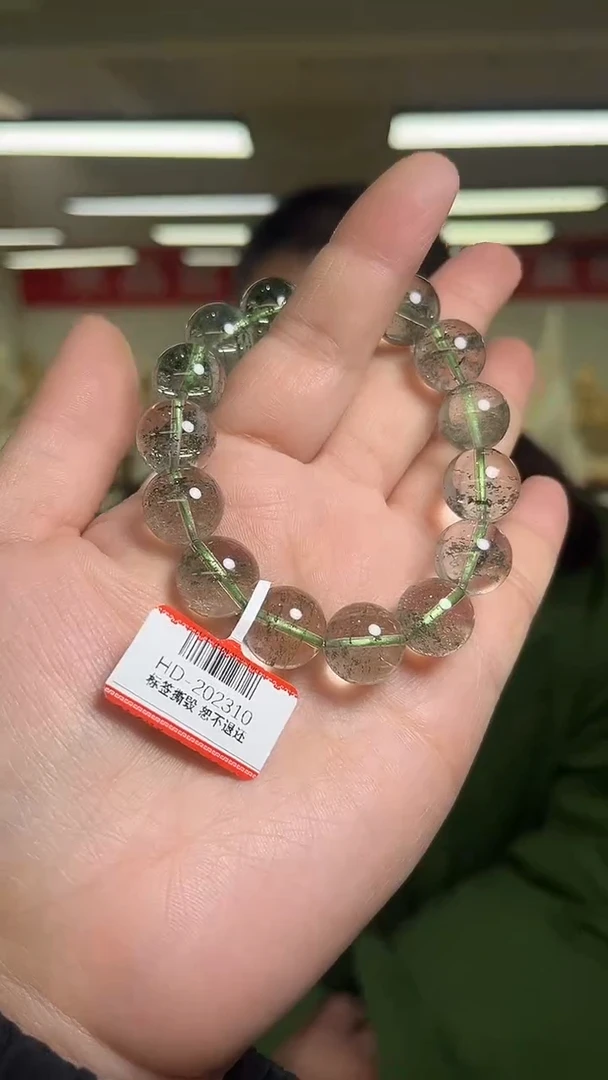【闪购商品】绿水晶手链未镶嵌天然绿幽灵手串多样性发一13mm