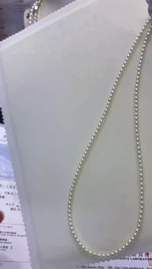 18K金镶嵌海水珍珠商品3-3.5rose满珠链带大证