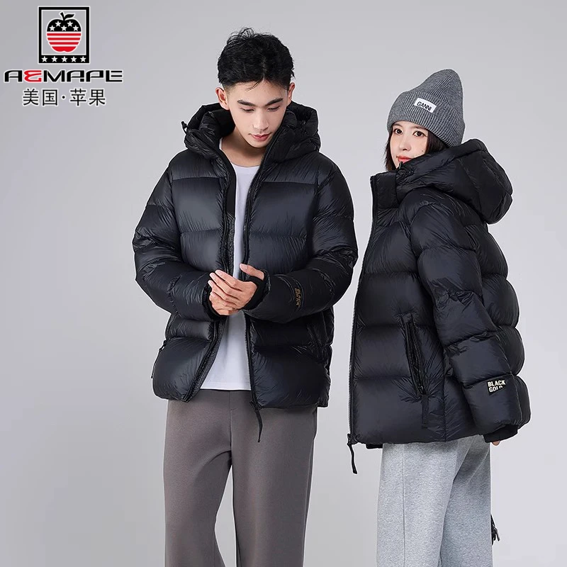 美国苹果羽绒服男女短款冬季高端黑金极寒超加厚保暖外套鸭绒冬装