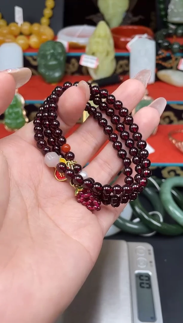 未镶嵌颈饰石榴石项链f056