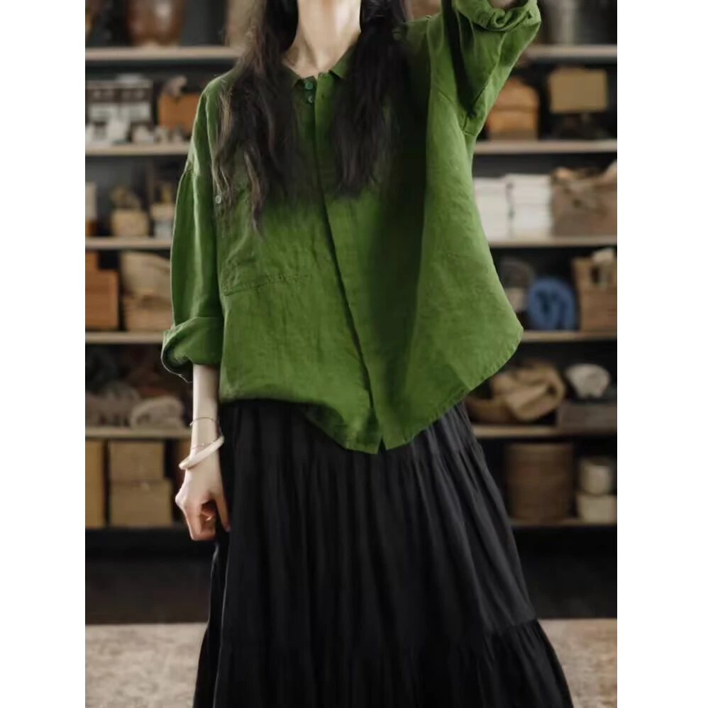 长袖常规宽松型秋季时尚新款单排多扣衬衫百搭女装休闲显瘦小衫