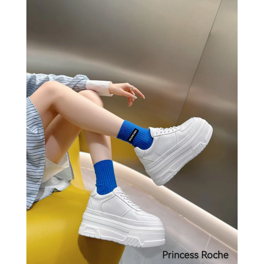 PrincessRoche【设计师款】秋季厚底休闲鞋真皮百搭小个子增高女鞋