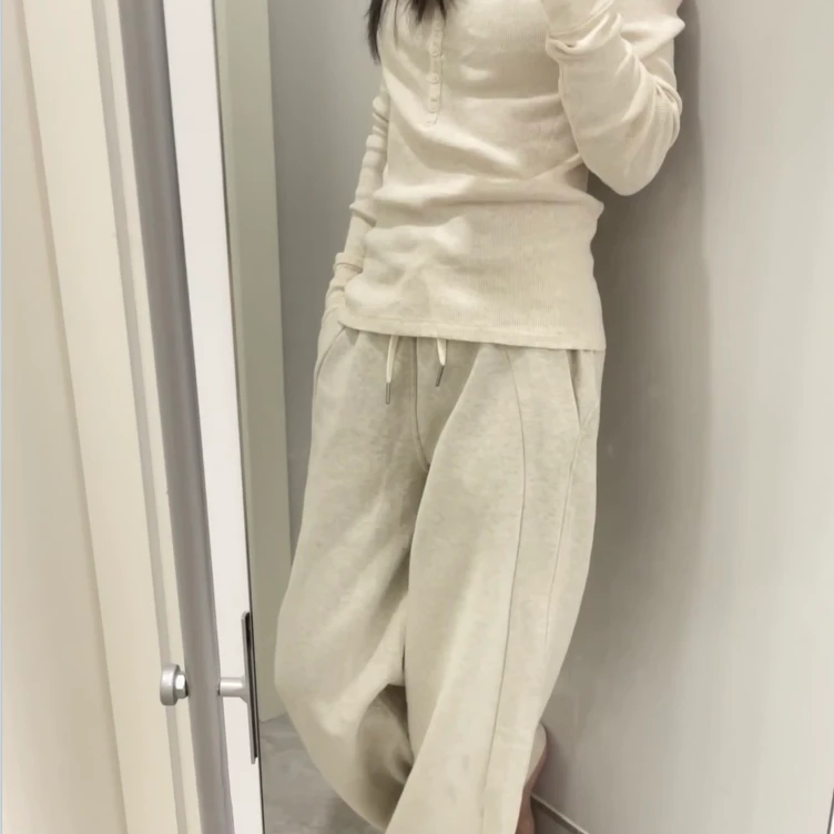 卫裤女高腰抽绳阔腿裤秋冬宽松运费休闲直筒裤加绒-1514N专属