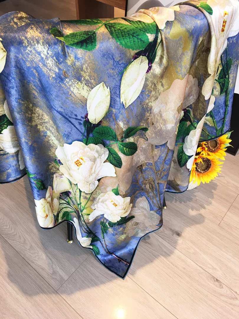 星悦｜浪漫山茶｜140*140 香云纱  保暖优雅百搭 140方巾7月29