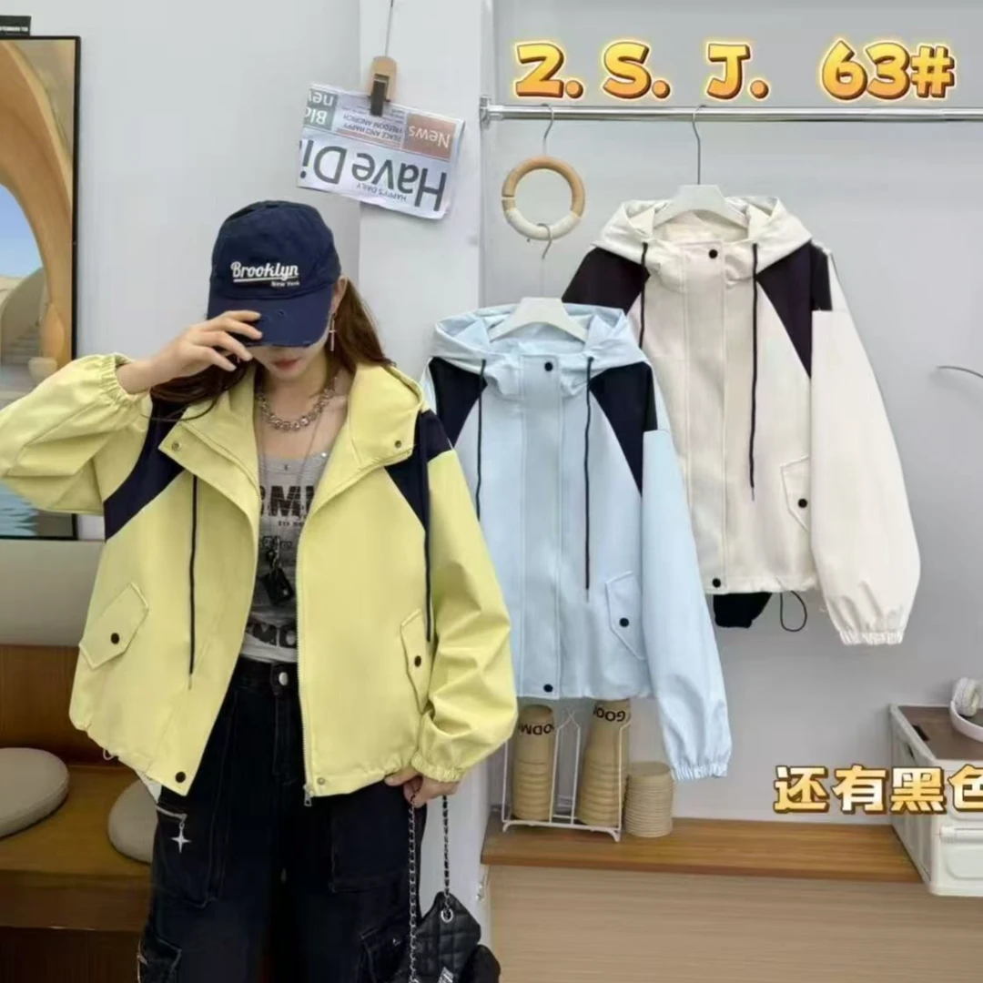 【静姐家】63-1【夹棉】韩系宽松保暖女小个子穿搭连帽夹克外套