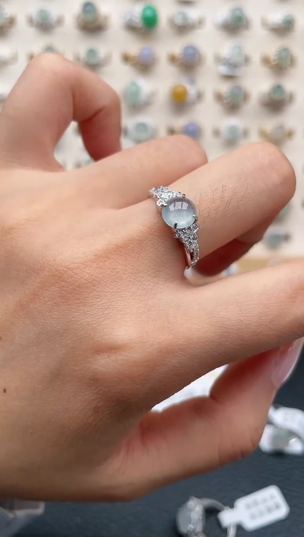 翡翠戒指银S925镶嵌1111