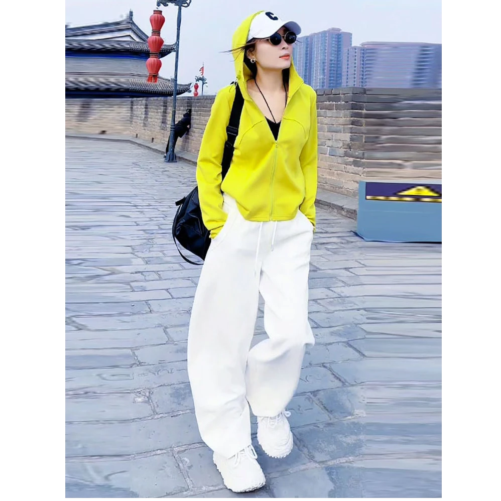 时尚休闲套装女2025秋季新款时髦洋气连帽开衫卫衣运动裤两件套潮