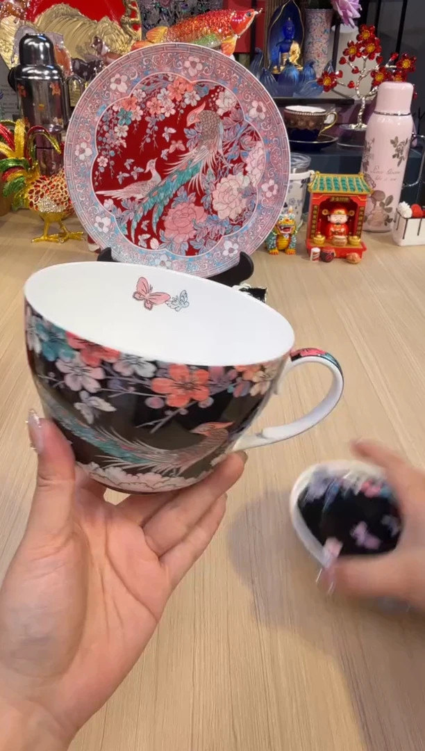 170灵羽和鸣带盖早餐杯-黑色