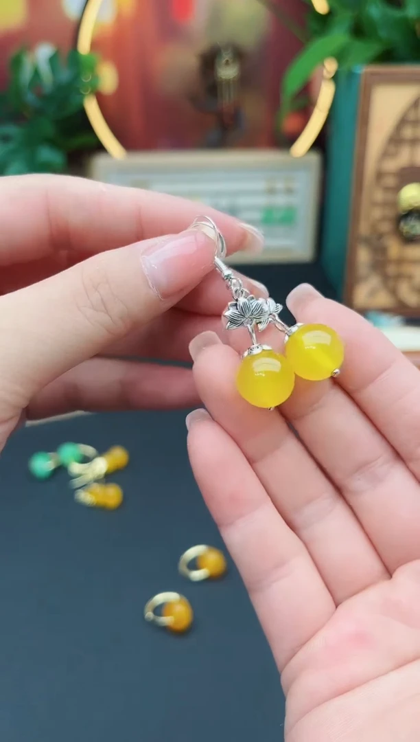 玛瑙/玉髓耳饰银S925镶嵌315000