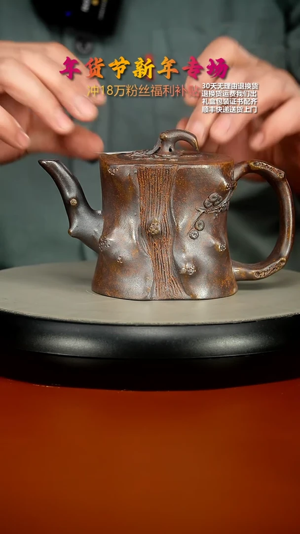【闪购商品】紫砂茶壶蒋静明高温柴烧松桩300CC
