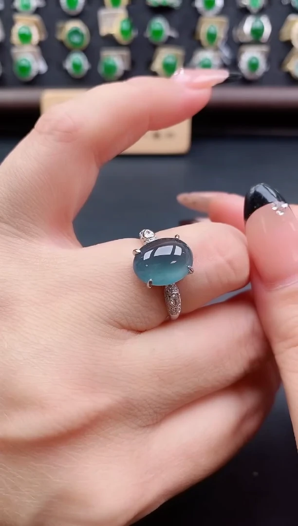 银S925镶嵌戒指翡翠1