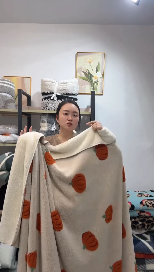 聚酯纤维200*230立体色织南瓜双层毯