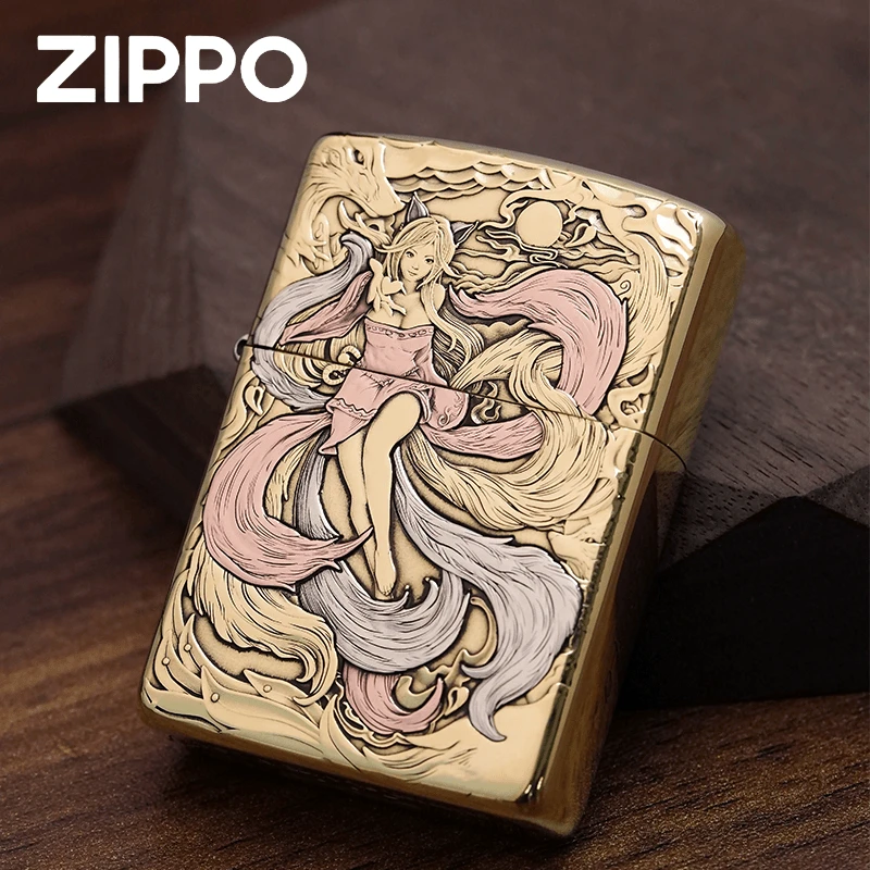 ZIPPO正品打火机/破法者三代月下狐女紫铜镶嵌浮雕【达人专属】