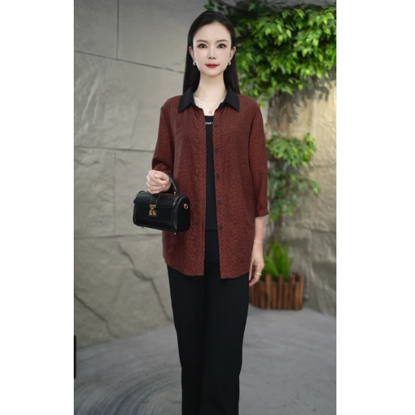 【亦涵定制】B178夏季衬衫女2025新款洋气时尚气质百搭衬衣女