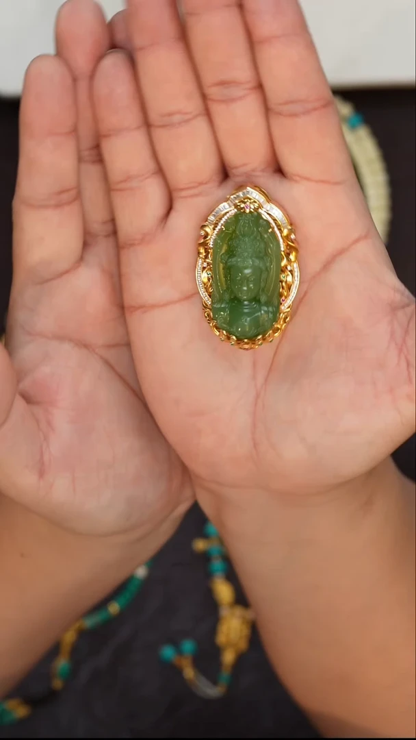 【闪购商品】和田玉吊坠18K金镶嵌和田玉吊坠