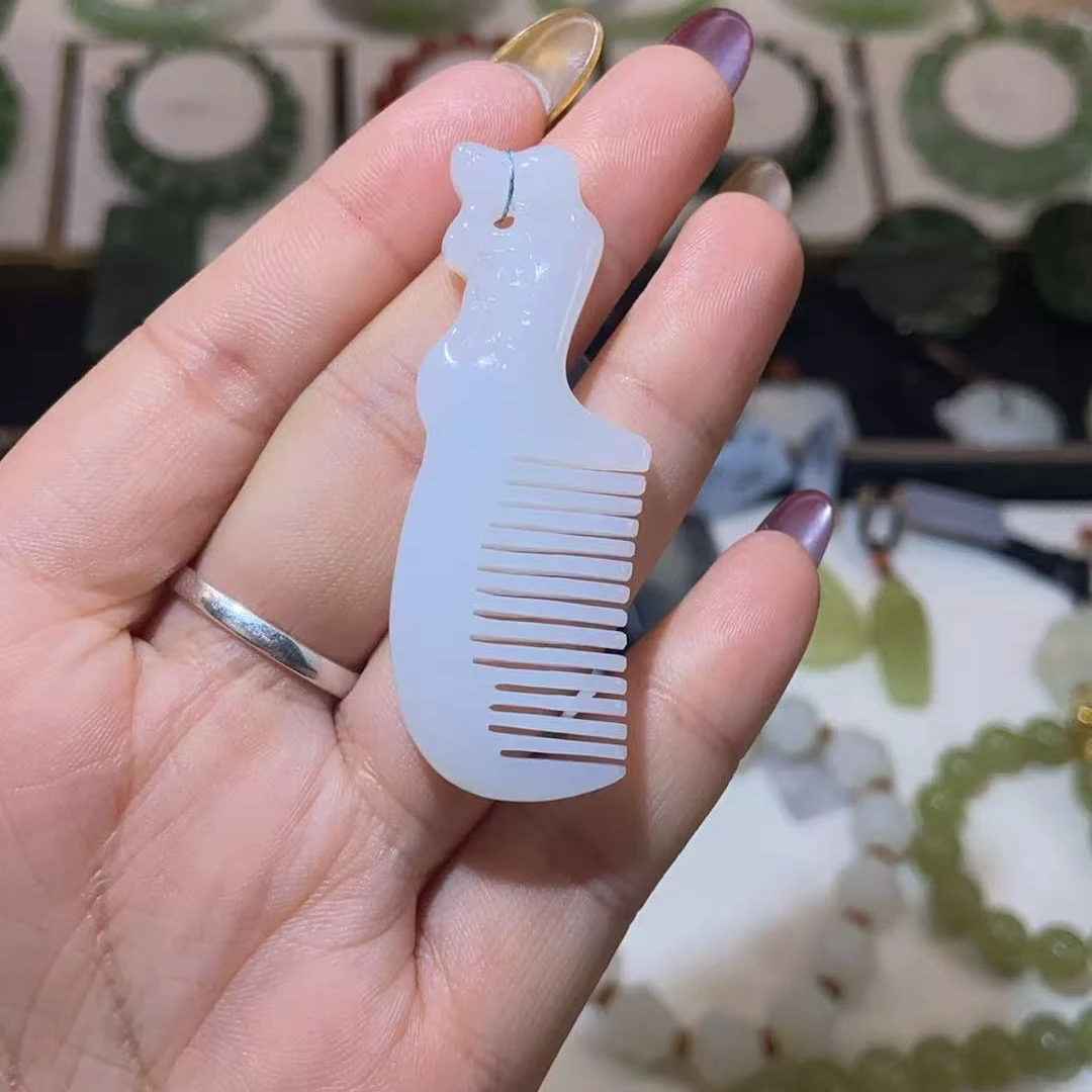 和田玉白玉一梳百顺