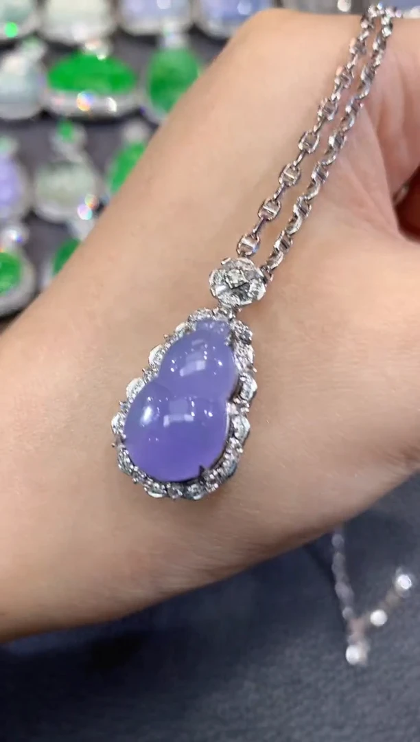 吊坠(不含链)18K金镶嵌翡翠C53 紫货有一定色差