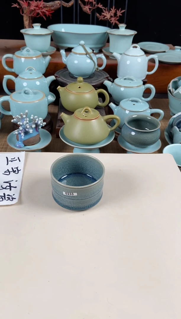 【闪购商品】其他233号微瑕仿北宋天蓝竹节杯原泥胎煤柴烧